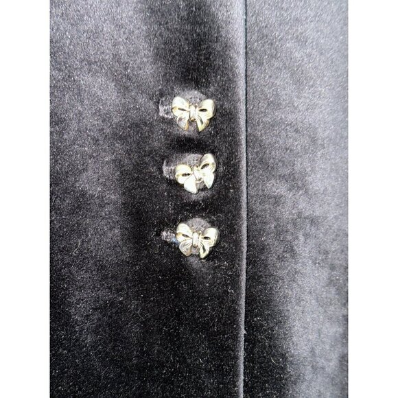 VTG Maren Women's 14 1980s Velvet Bow Button LS Sweater Blazer - Picture 3 of 10